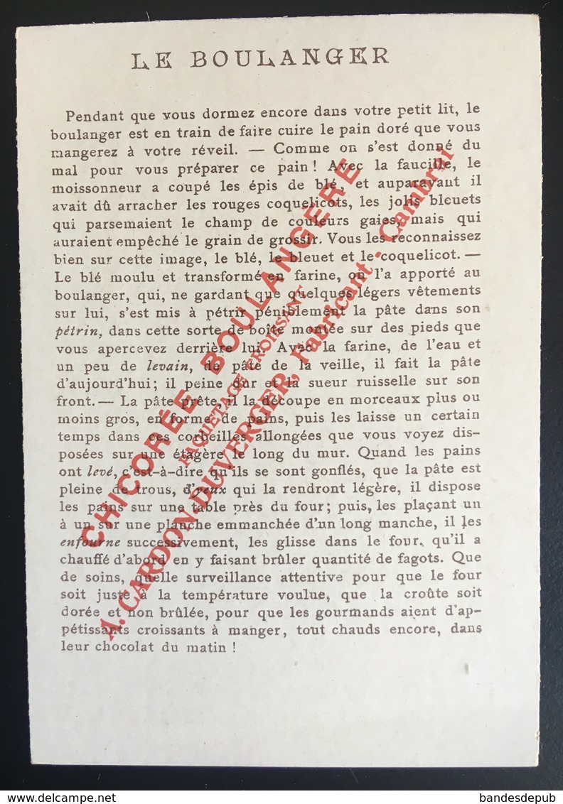 Cambrai Boulangère Métier Boulanger Pain Four Blé Coquelicot Chromo Didactique Art Nouveau Vitrail Dorée - Other & Unclassified