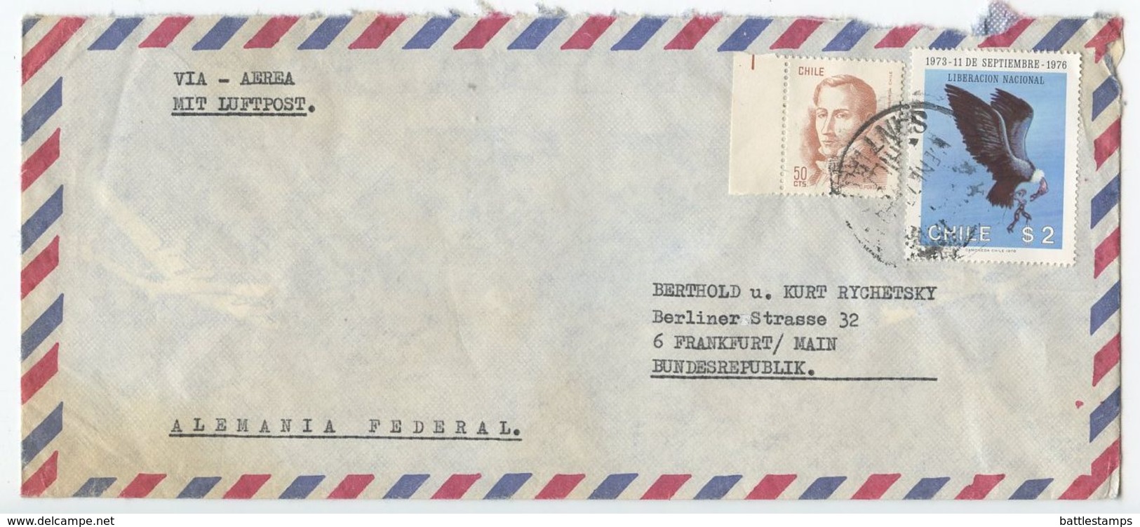 Chile 1977 Airmail Cover Santiago To Frankfurt Germany - Chile