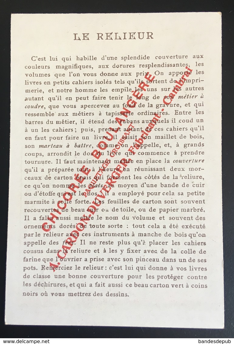 Cambrai Boulangère Métier Livre Relieur  Chromo Didactique Art Nouveau Vitrail Dorée - Other & Unclassified