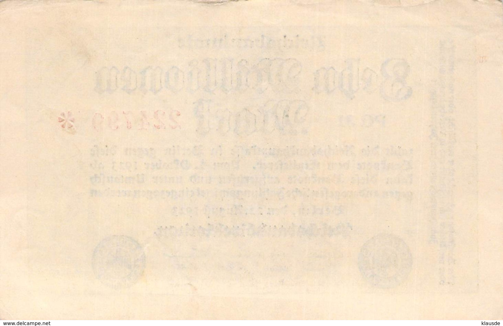 10 Mio Mark Reichsbanknote VF/F (III) PG 32 - 5 Millionen Mark