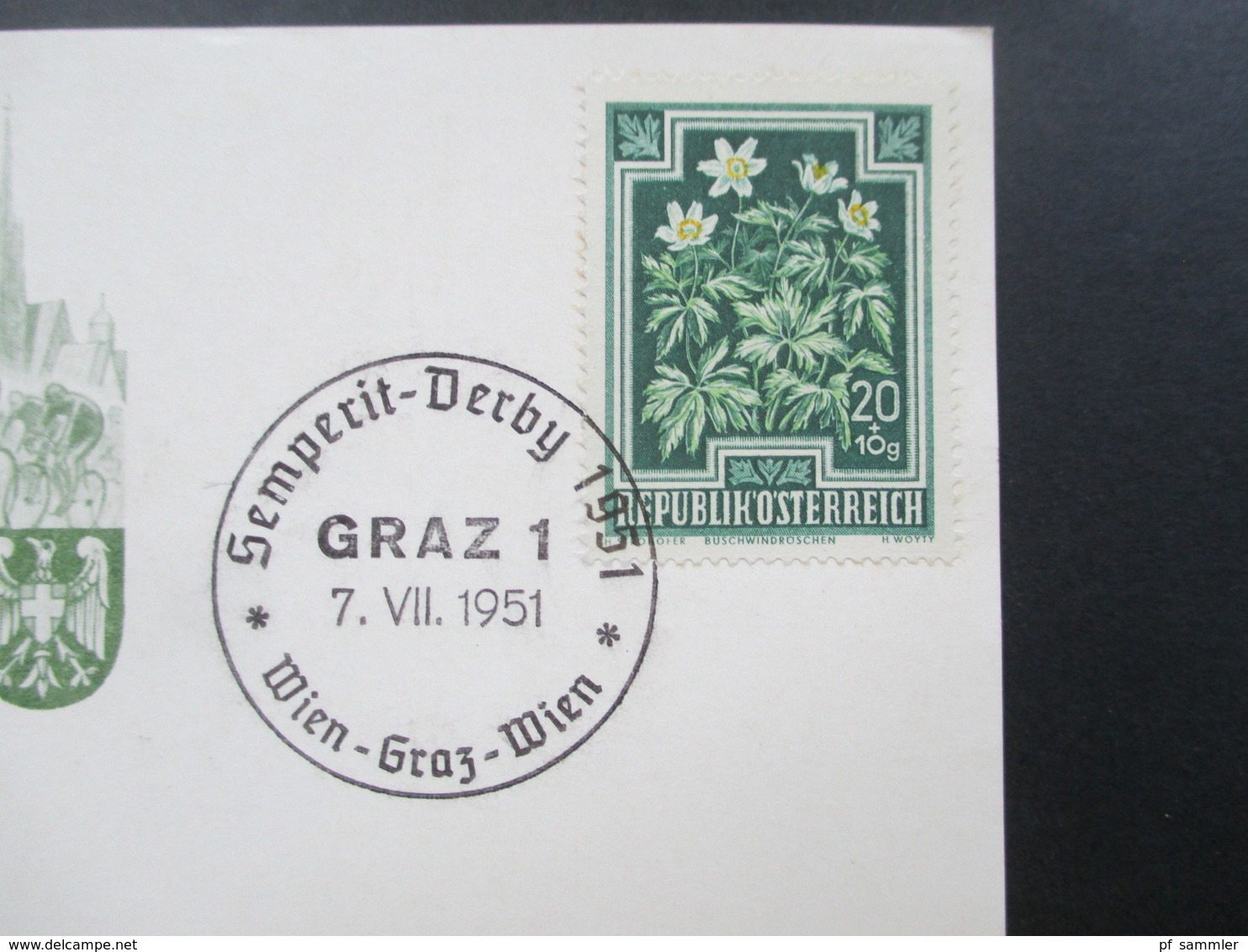 Österreich 1948 Nr. 869 Anti Tuberkulose Sonderkarte SST Semperit Derby 1951 Wien - Graz - Wien - Briefe U. Dokumente