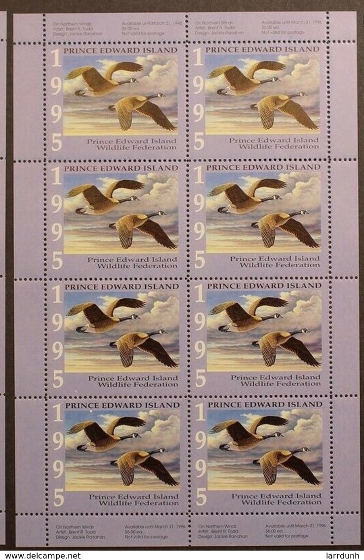 Canada BIRDS Canada Geese "WILDLIFE" PEI PEW1 Block Of 8 Full Pane Face $48 MNH Cat $128 Cdn 1987 A04s - Other & Unclassified