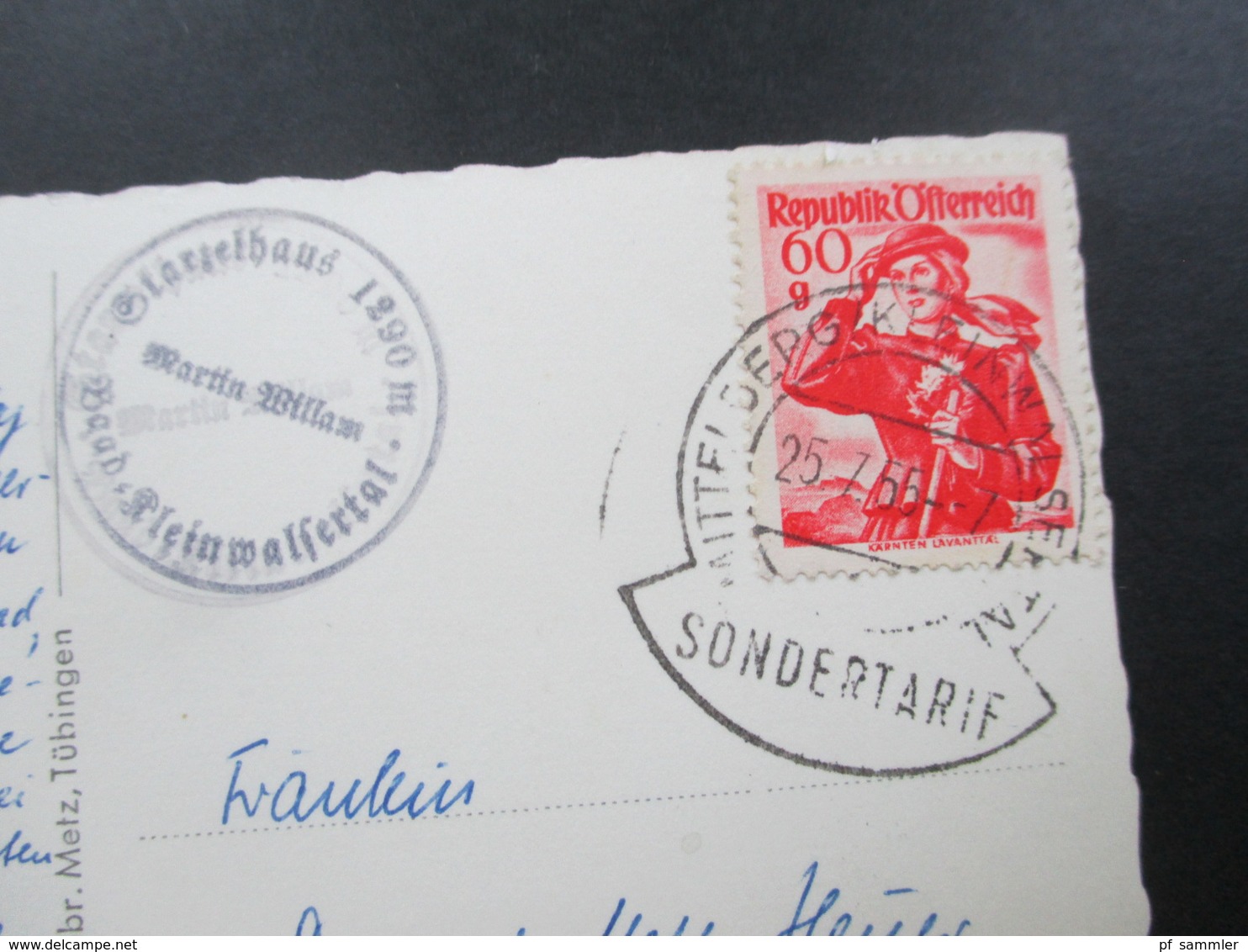 Österreich 1955 Echtfoto AK Baad Kleinwalsertal Sondertarif Stempel Mittelberg - Kleinwalsertal - Briefe U. Dokumente