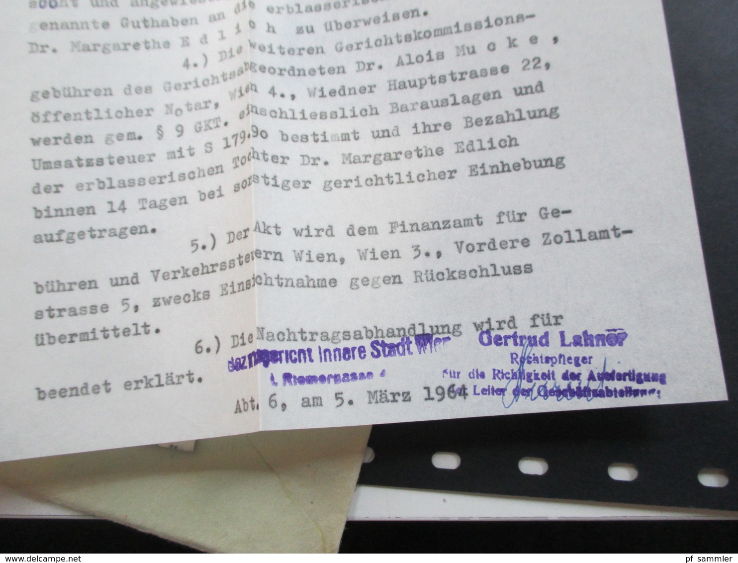 Österreich 1951 Amtsbrief Bezirksgericht Hietzing - Wien mit Inhalt und Stempel / Fiskalmarke Revenue. Nachporto Marke