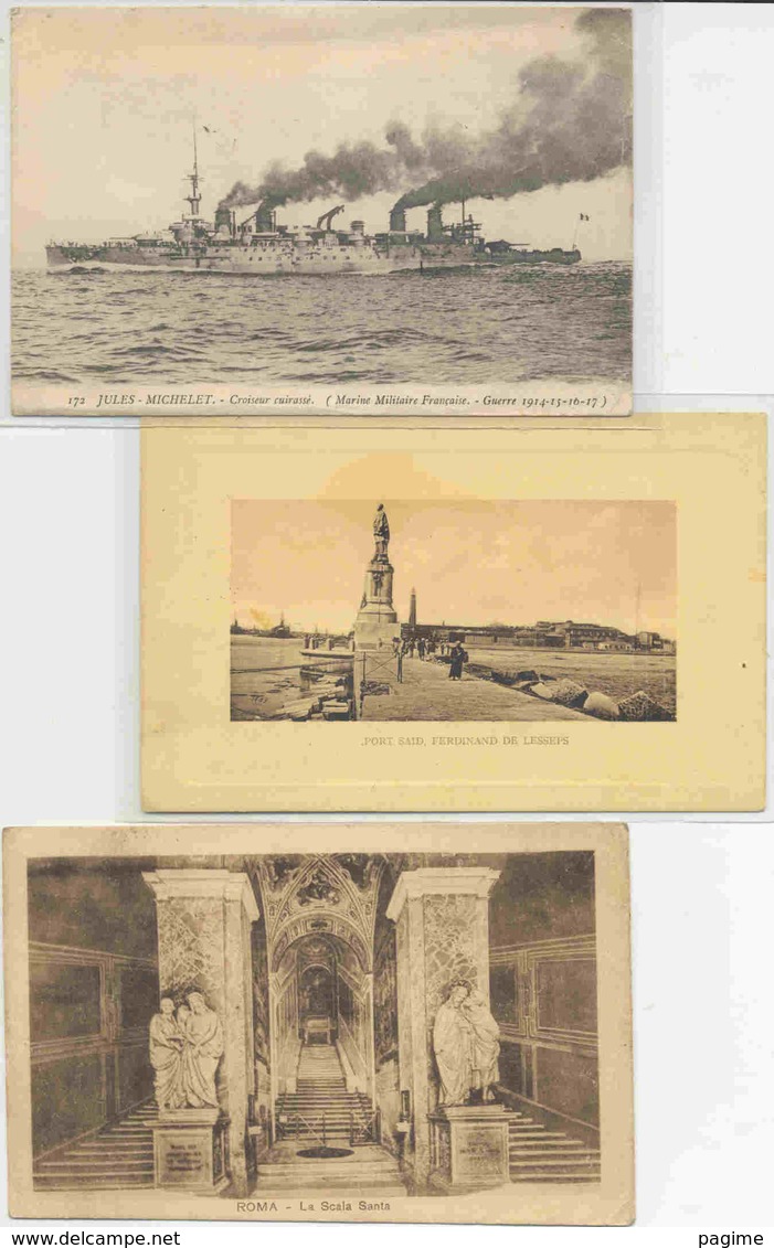 3 Cachets Aviation Maritime, Correspondance D'armée De Port Said Et Cuirassé Jules Michelet - Poste Navale