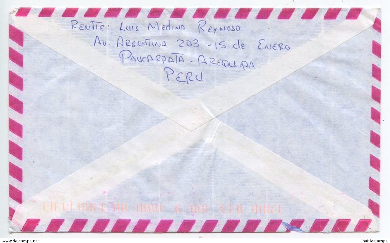 Peru 1990‘s Airmail Cover Paucarpata, Arequipa To Fort Atkinson Wisconsin, Scott 1155 - Peru