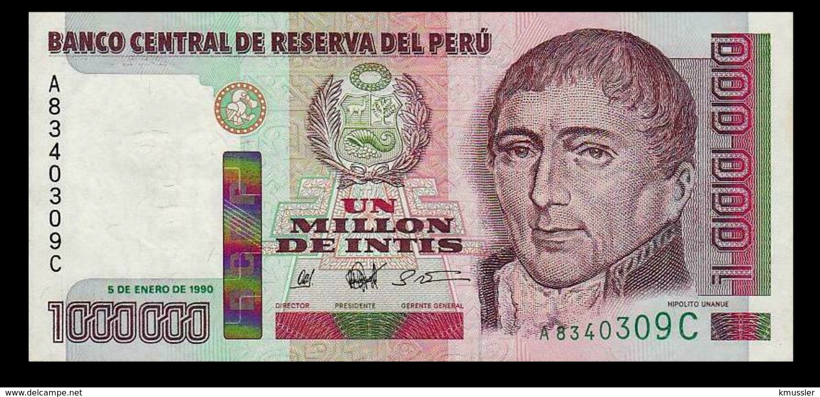 # # # Banknote Peru 1.000.000 Intis 1990 UNC # # # - Peru