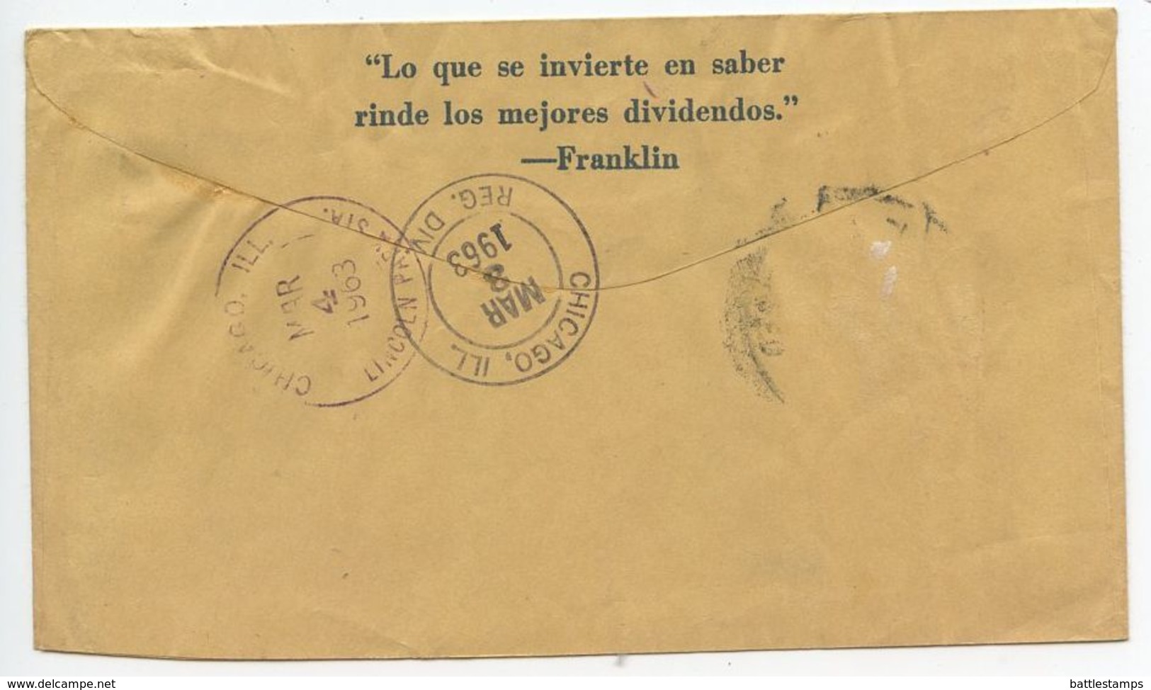 Venezuela 1963 Registered Cover Caracas To Chicago Illinois - Venezuela