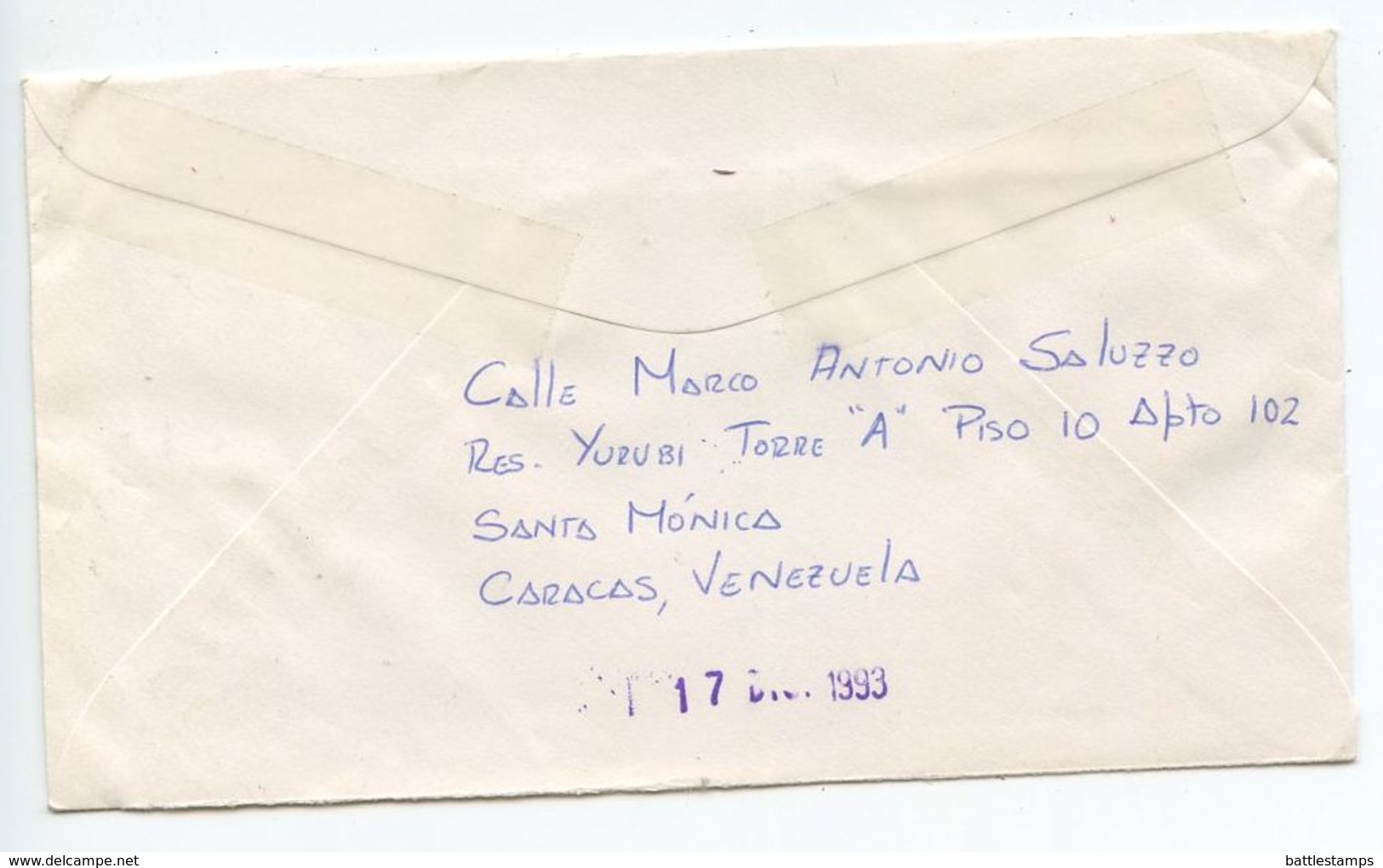 Venezuela 1993 Registered Airmail Cover Caracas To Los Angeles California - Venezuela
