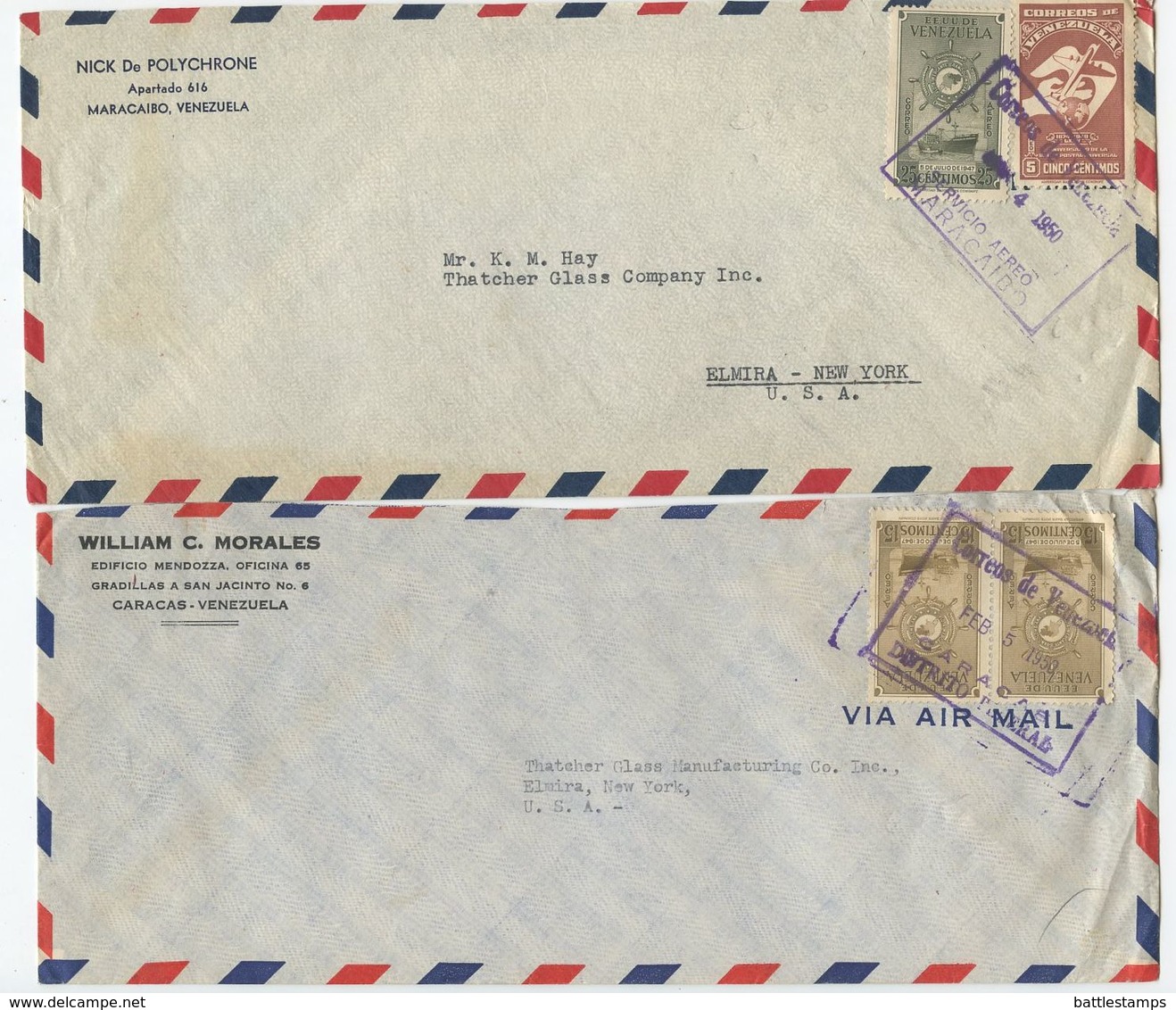 Venezuela 1950‘s-60‘s 6 Airmail Covers Maracaibo, Caracas, Matanzas To U.S., Mix Of Stamps - Venezuela