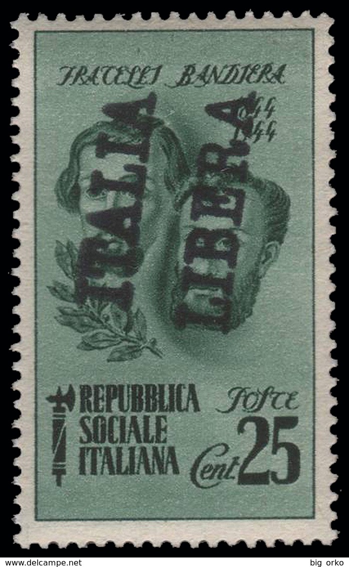 Italia - Comitato Liberazione Nazionale - FRATELLI BANDIERA  25 C. Verde Azzurro / ITALIA LIBERA - 1945 - Nationales Befreiungskomitee