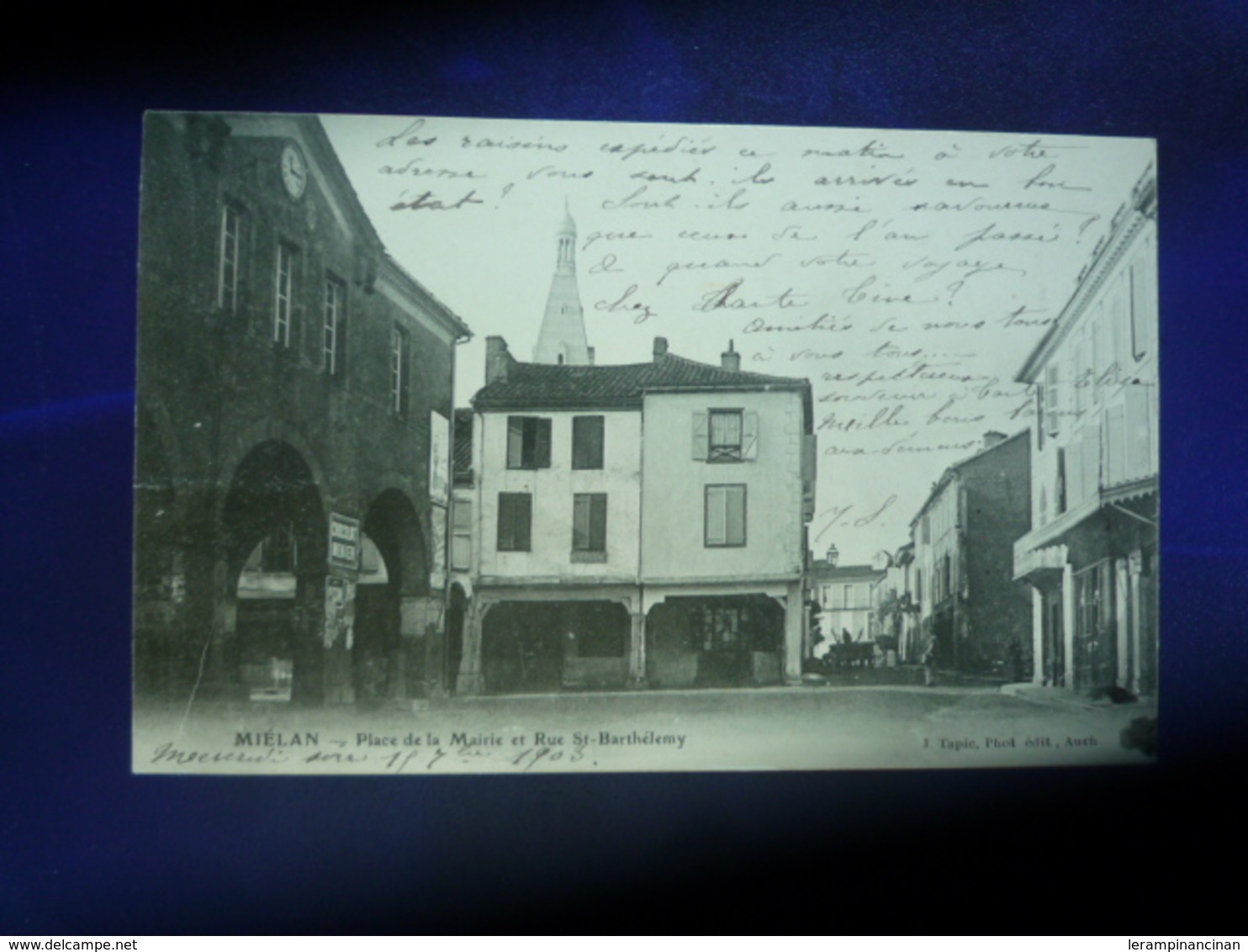 1903 MIELAN PLACE DE LA MAIRIE ET RUE ST BARTHELEMY BON ETAT - Autres & Non Classés