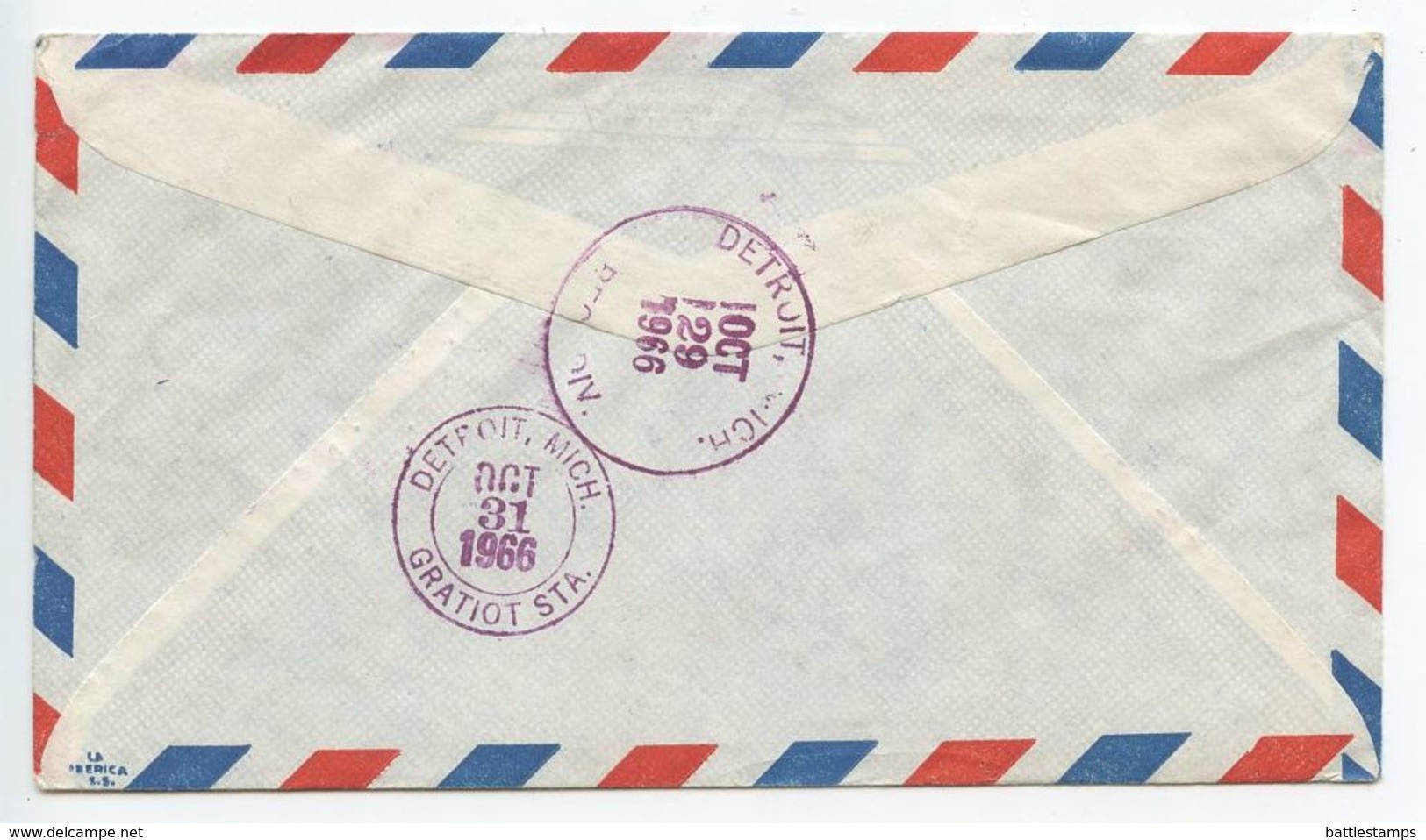 El Salvador 1966 Registered Airmail Cover San Salvador To Detroit MI, Scott 755 Flowers - El Salvador