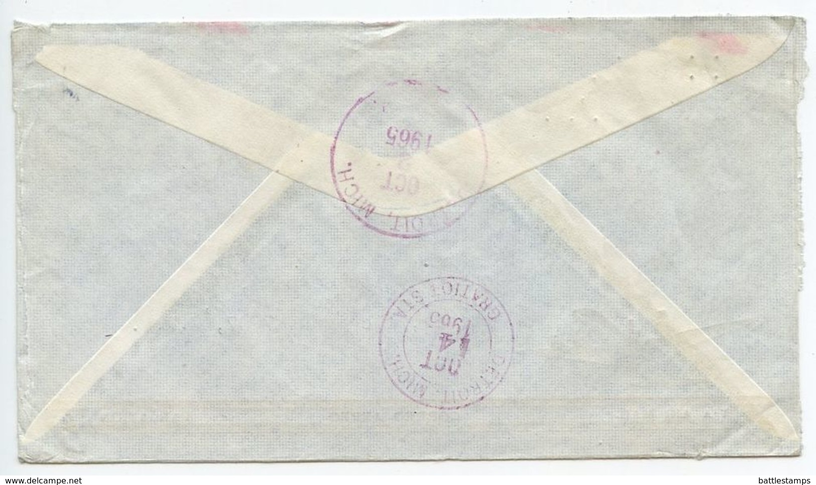 El Salvador 1965 Registered Airmail San Salvador To Detroit MI, Scott 749 JFK - El Salvador