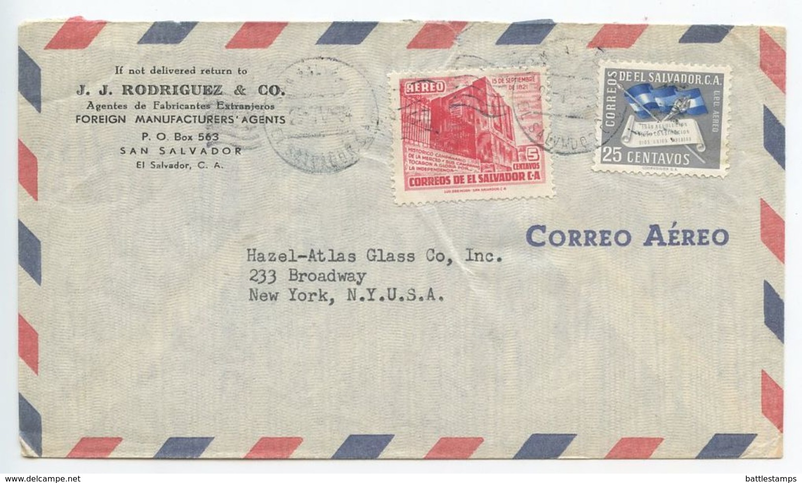 El Salvador 1954 Airmail Cover San Salvador To New York, Scott C137 & C147 - El Salvador