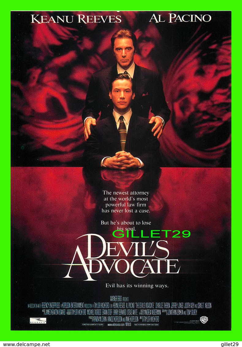 AFFICHES DE CINÉMA - " DEVIL'S ADVOCATE " Taylor Hackford En 1997 - KEANU REEVES & AL PACINO - - Affiches Sur Carte