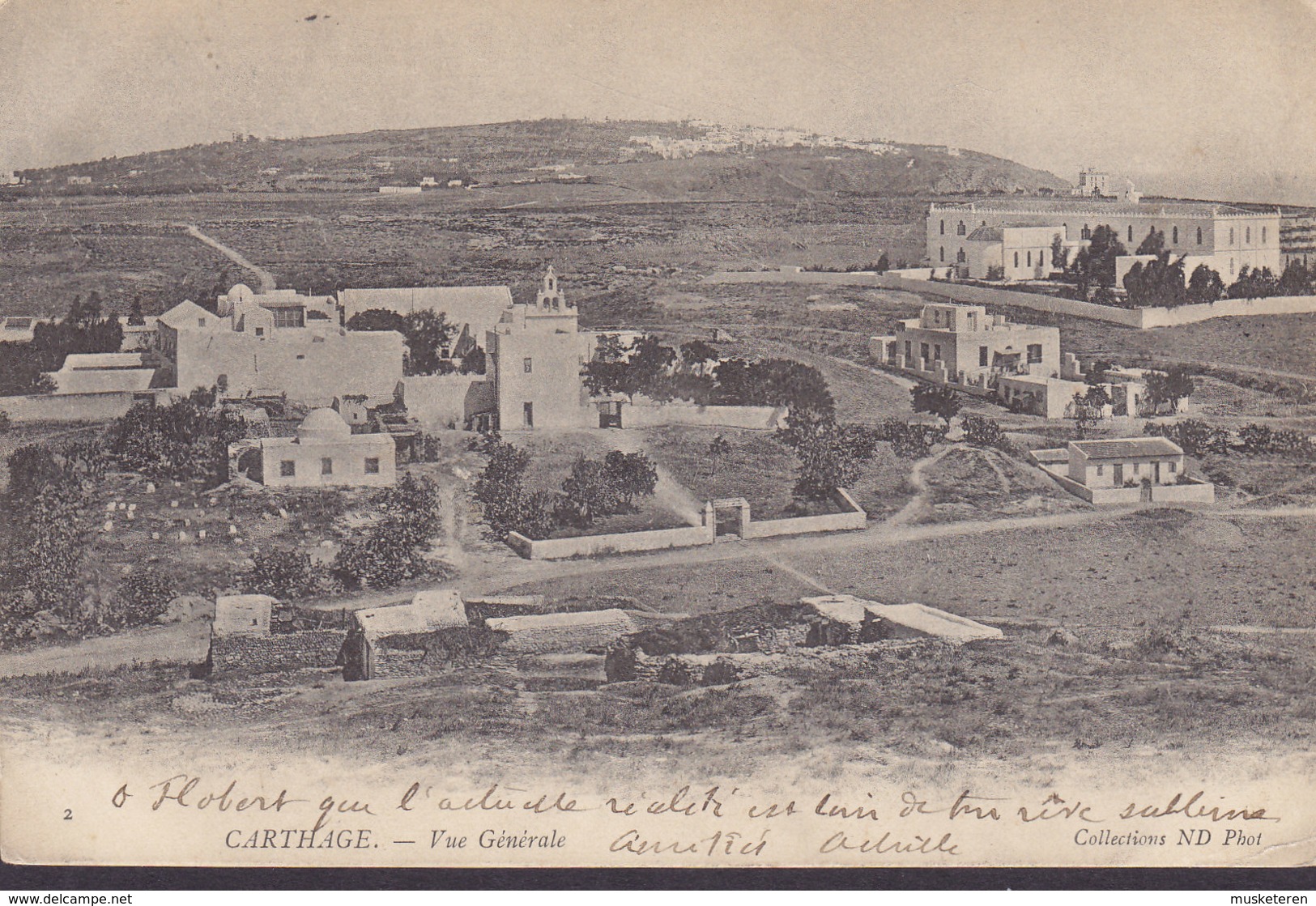 Tunisia PPC Carthage Vue Générale 1904 To PARIS Simple Backside (2 Scans) - Tunisia