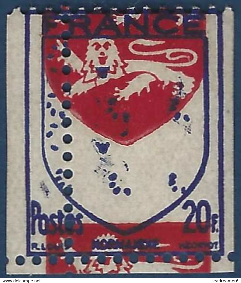 France Normandie N°605b** Jaune Omis Et Piquage à Cheval RR & Superbe Signé Calves - 1941-66 Coat Of Arms And Heraldry