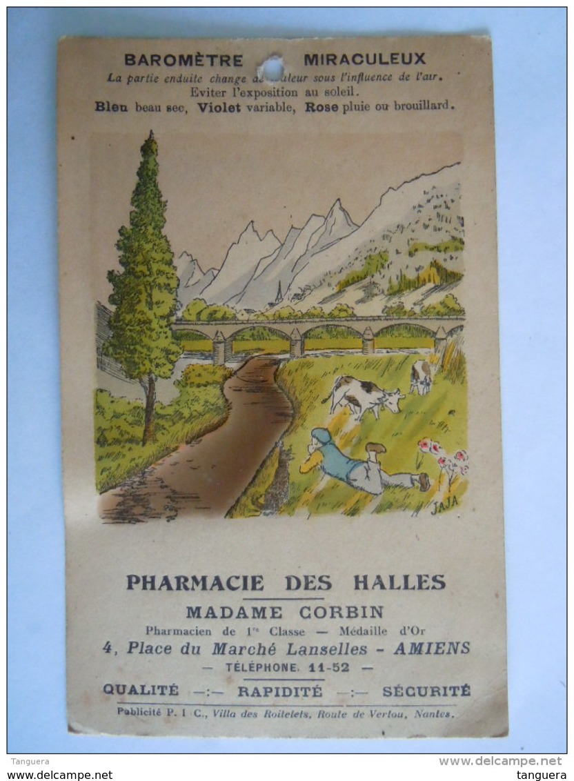 France Pharmacie Des Halles Amiens Baromètre Miraculeux La Partie Enduite Change De Couleur Form. 9.8 X 15.5 Cm - Autres & Non Classés