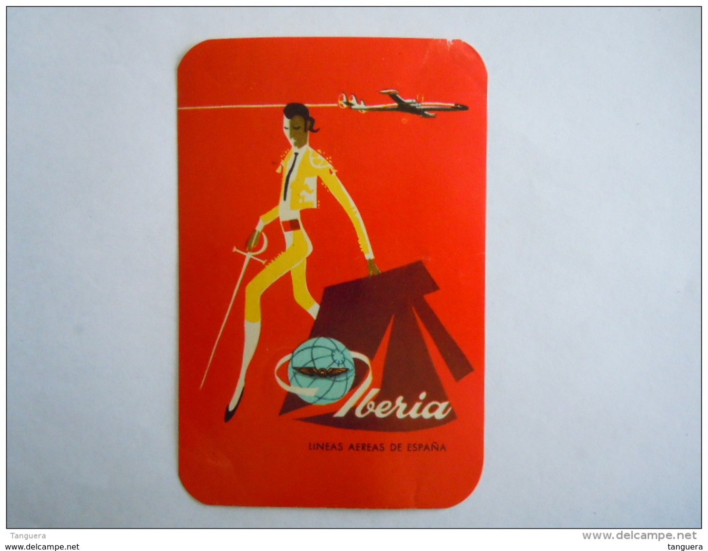 Iberia Lineas Aereas De Espana Toreador Etiket Etiquette Vintage Luggage Label 7.5 X 11 Cm - Étiquettes à Bagages