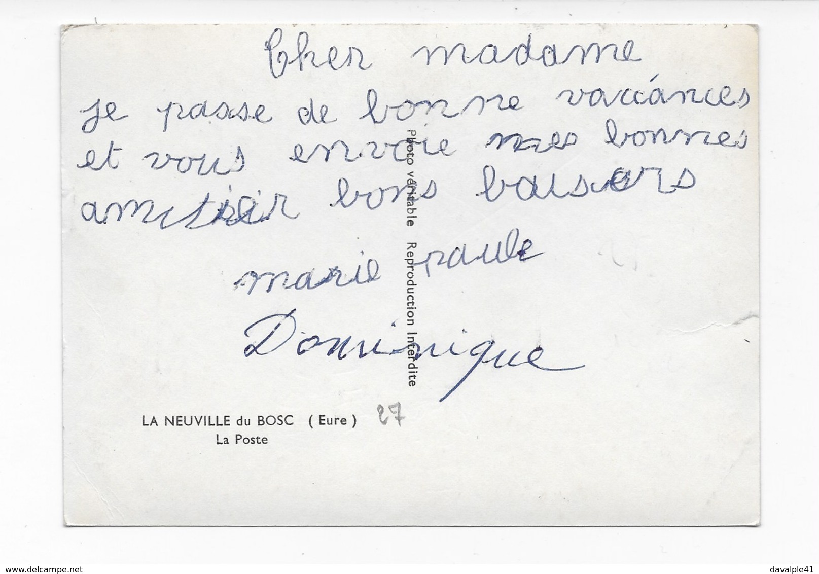 27  LA NEUVILLE  DU BOSC  LA POSTE    BON ETAT    2 SCANS - Autres & Non Classés