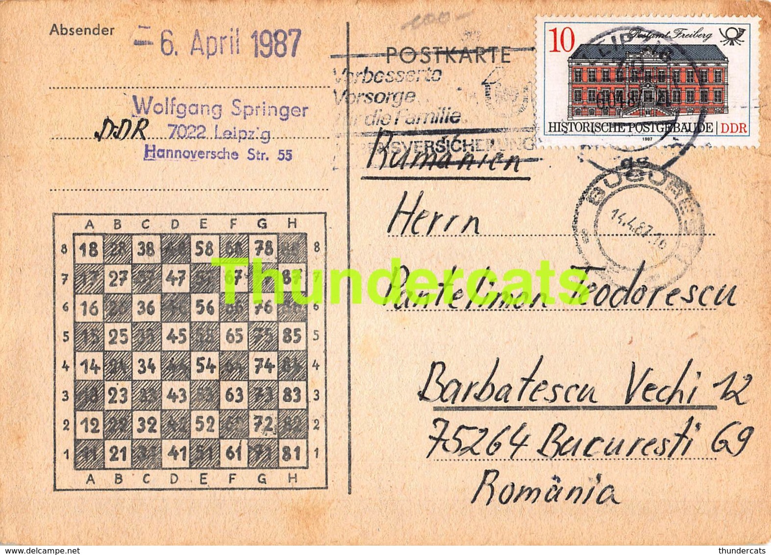 CPA ECHECS CHESS SCHACH AJEDREZ POSTAL EGBERT BOSENBERG DDR DEUTSCHLAND PANTELIMON TEODORESCU ROMANIE ROMANIA - Ajedrez