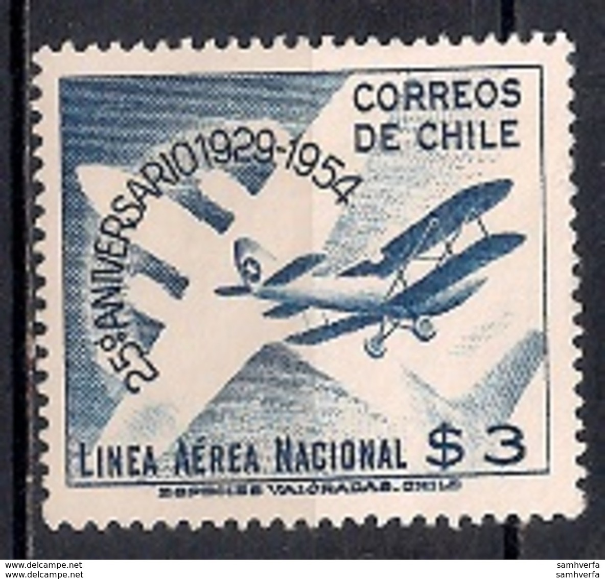 Chile 1954 - Airmail - The 25th Anniversary Of National Airline - Chili