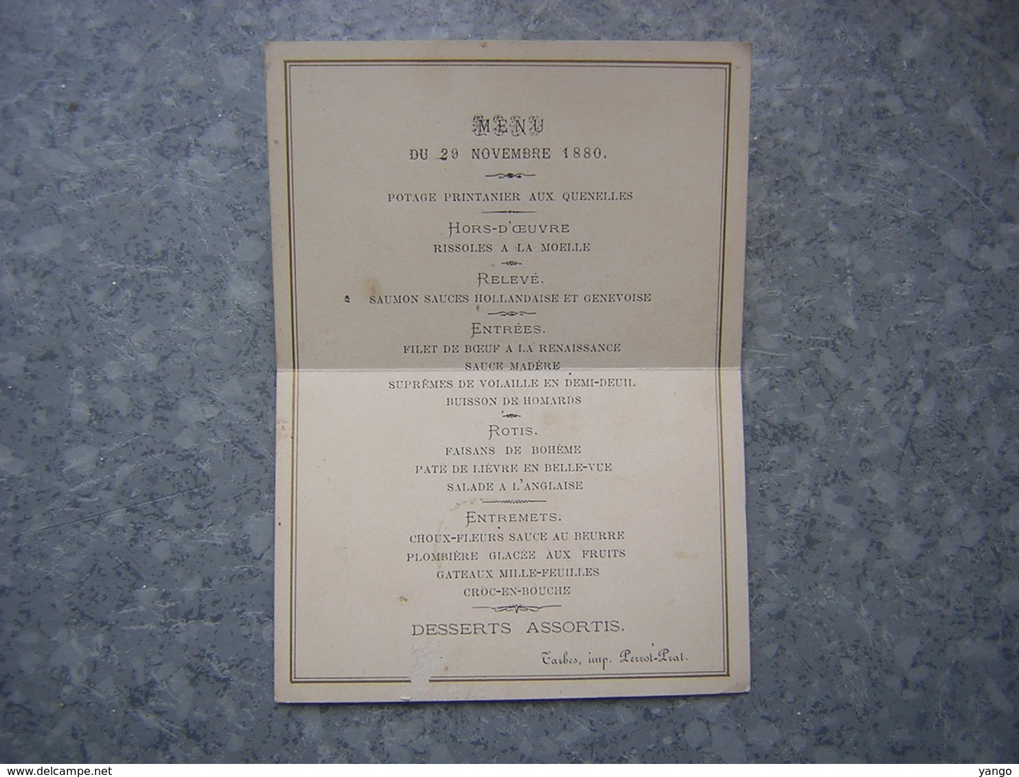 MENU 1880 - CHROMO - POUR LE COMMANDANT EZEMAS - 53e - Menú