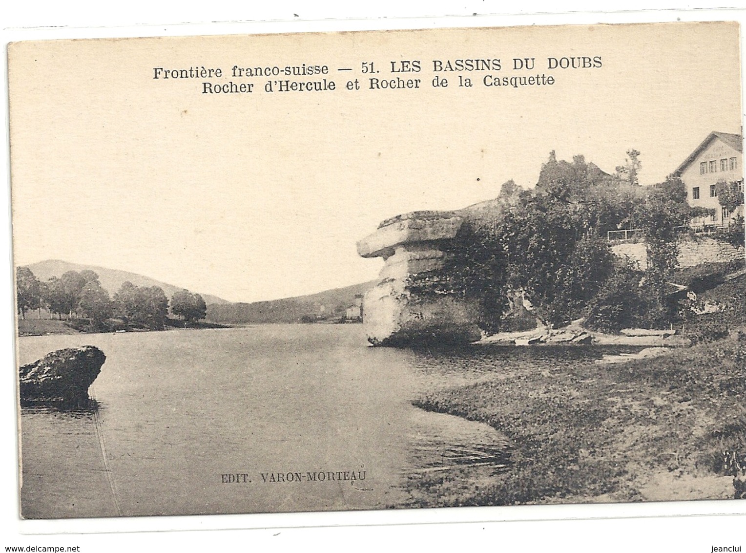 FRONTIERE FRANCO/SUISSE.51. LES BASSINS DU DOUBS . ROCHER D'HERCULE ET ROCHER DE LA CASQUETTE . CARTE NON ECRITE - Autres & Non Classés