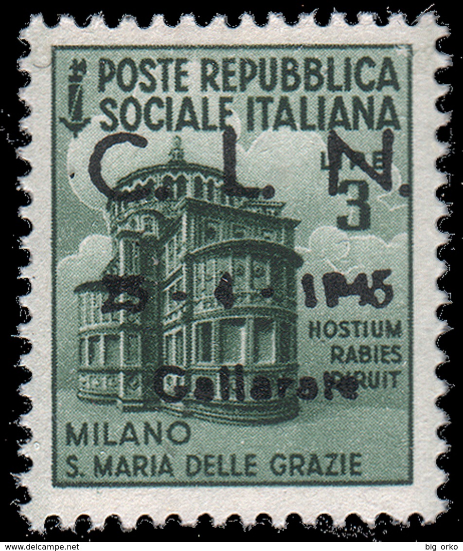 Italia - Comitato Liberazione Nazionale / GALLARATE - Lire 3 Verde Mirto  "Monumenti Distrutti" / 25-4-1945 - Comitato Di Liberazione Nazionale (CLN)