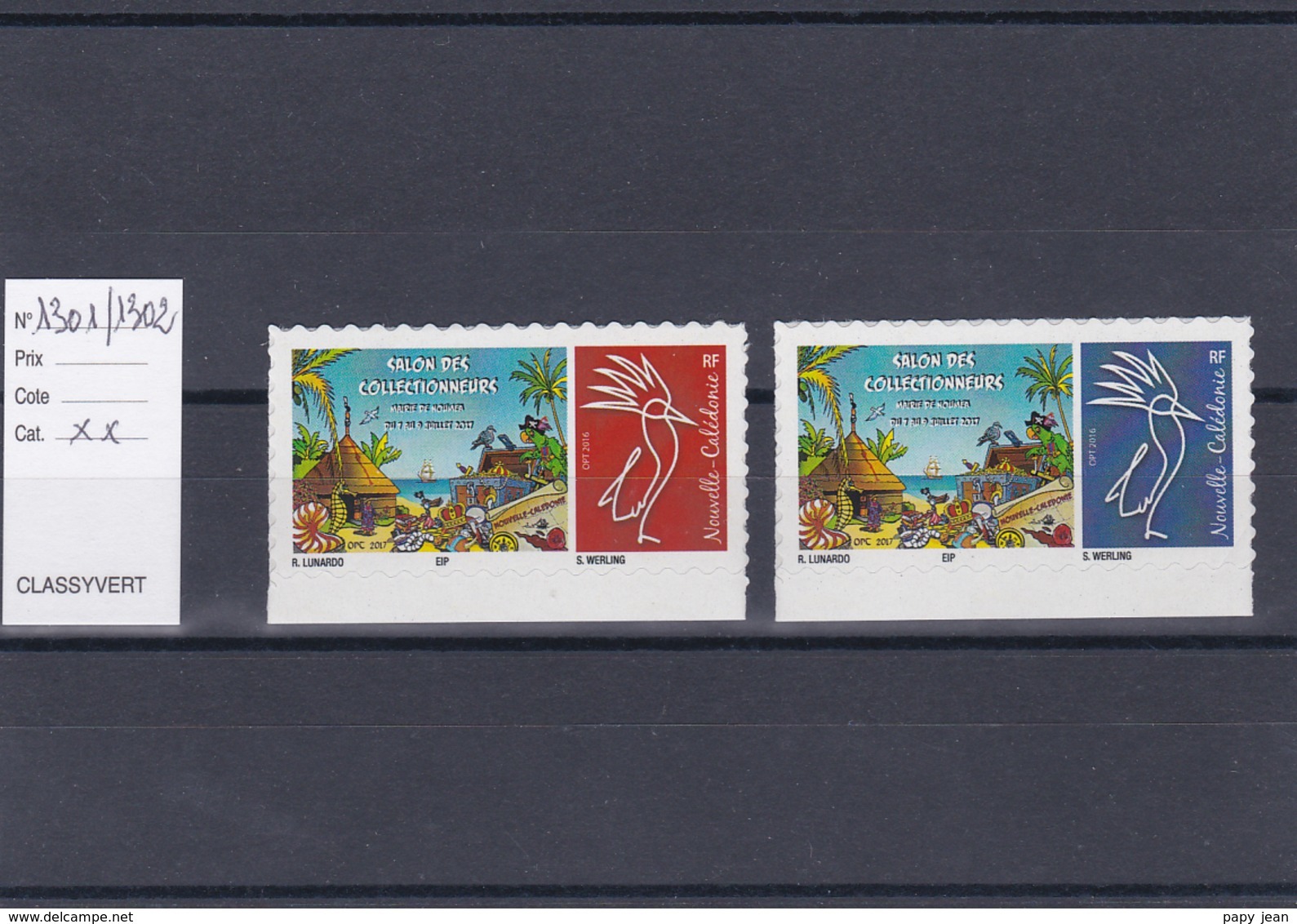 Timbres Personnalisés Adhésifs NOUVELLE CALEDONIE N°1301 Et 1302 Avec Logo Cagou . Rares . Petits Tirages - Neufs