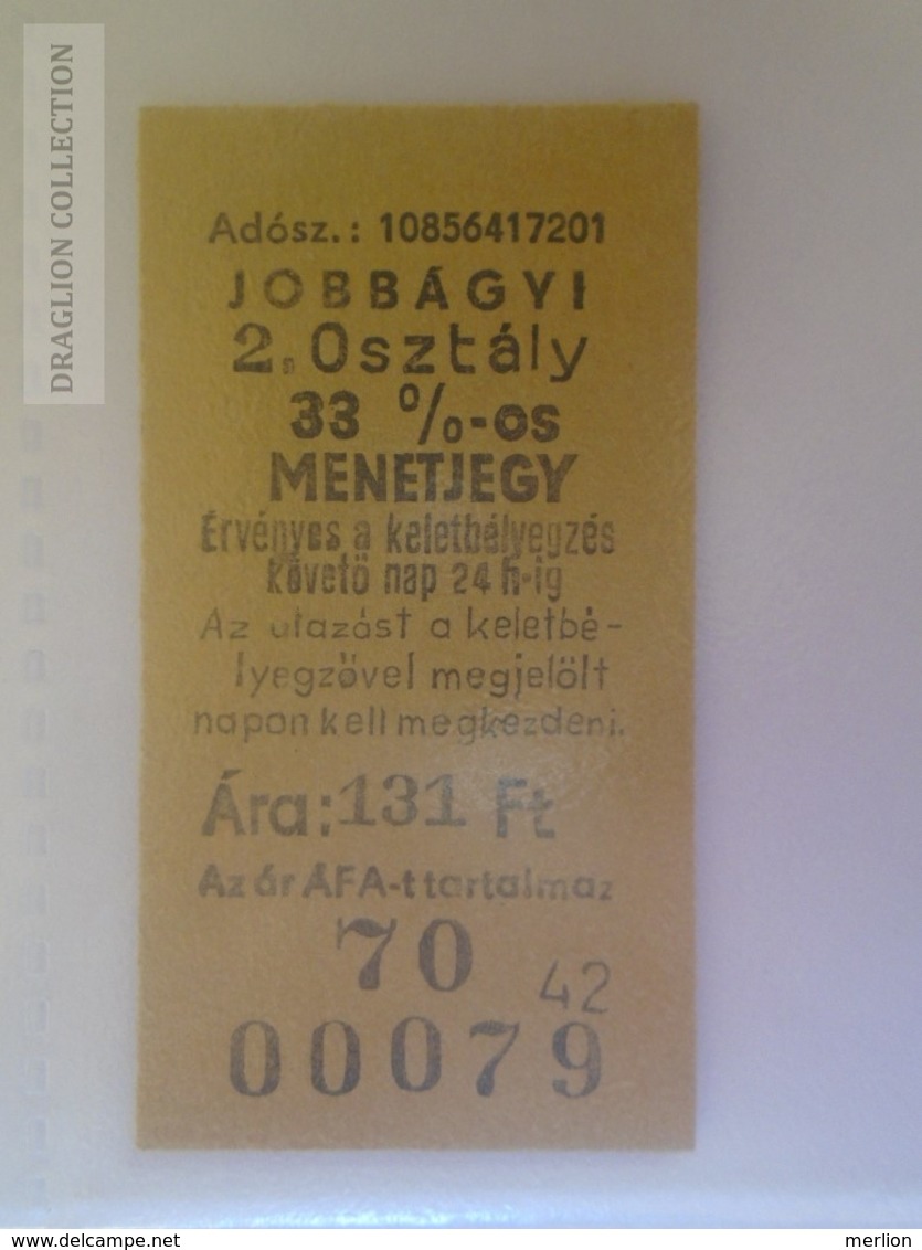 E0259 Railway -Train - Edmondson Ticket -  Hungary  MÁV  MINTA -SPECIMEN - Muster -Station Gare JOBBÁGYI - Europe