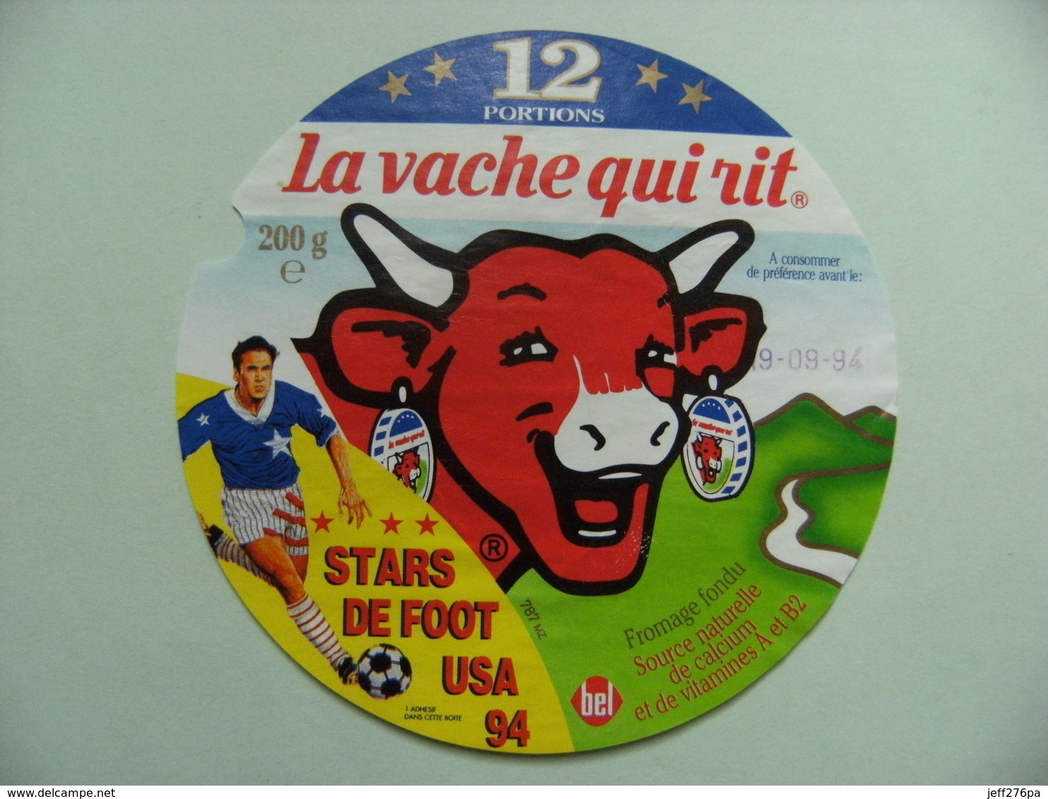 Etiquette Fromage Fondu - Vache Qui Rit - 12 Portions Bel Pub "Stars De Foot USA 94"  A Voir ! - Fromage