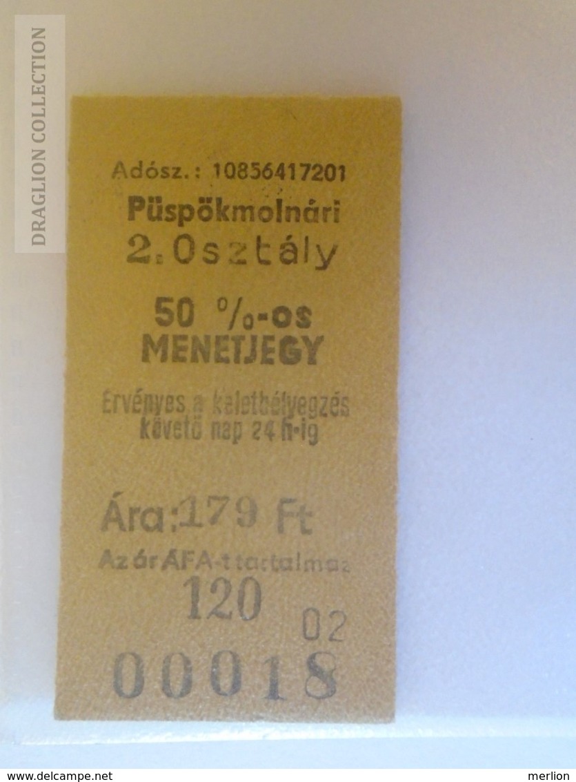 E0267  Railway -Train - Edmondson Ticket -  Hungary  MÁV  MINTA -SPECIMEN - Muster -Station Gare  Püspökmolnári - Europe