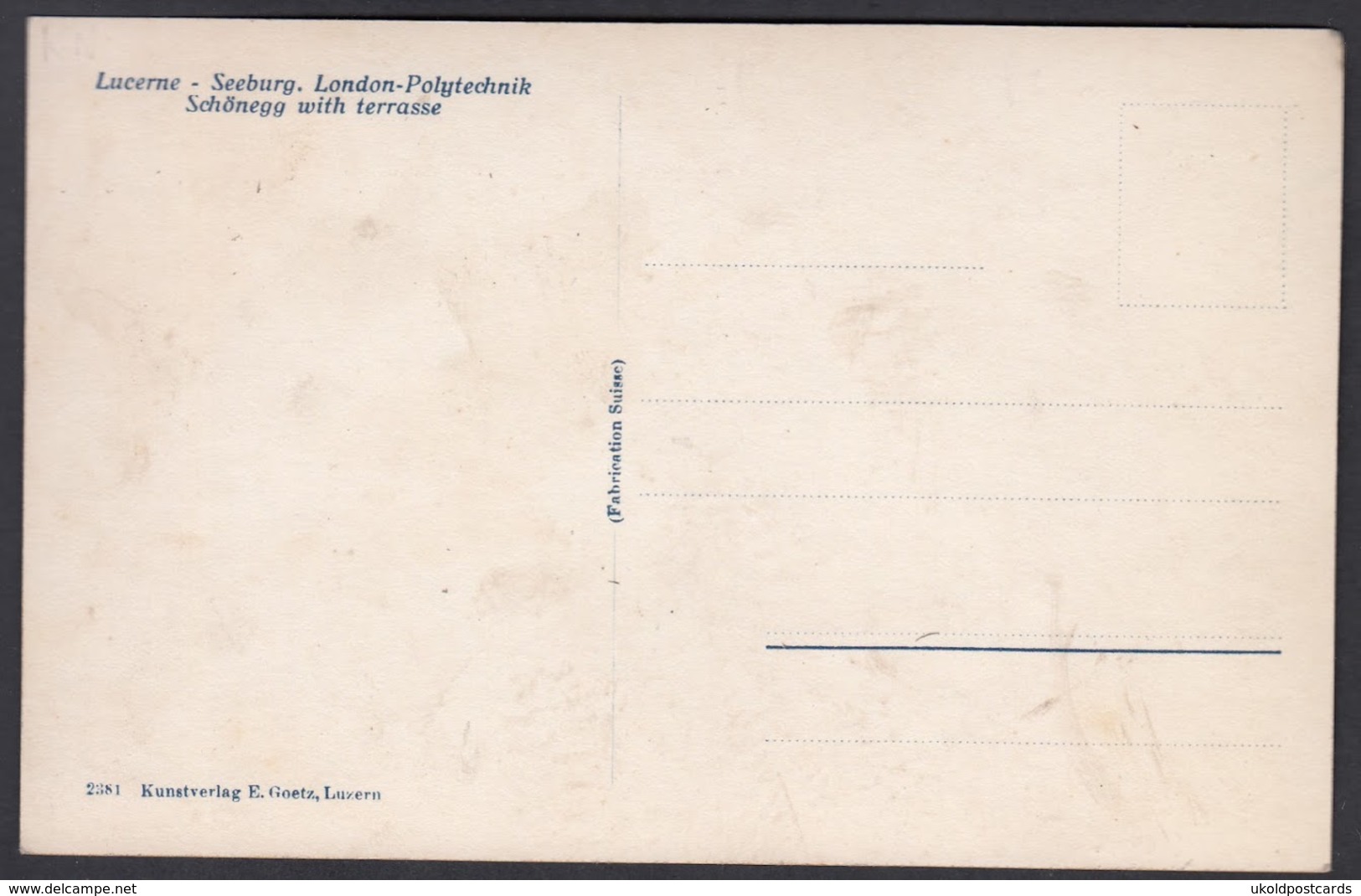 CPA  Suisse, LUCERNE-SEEBURG - London-Polytechnic - Schönegg With Terrasse, Carte Photo. - Lucerna