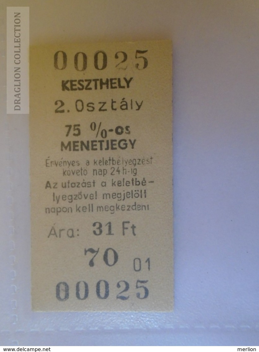 E0275 Railway -Train - Edmondson Ticket -  Hungary  MÁV  MINTA -SPECIMEN - Muster -Station Gare - KESZTHELY - Europe