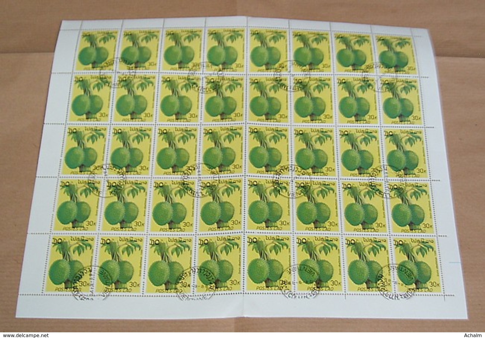 Laos 1989 / Sheet Of Stamps 40 X MiNr. 1172 Used / Fruits - Durio Zibethinus - Laos