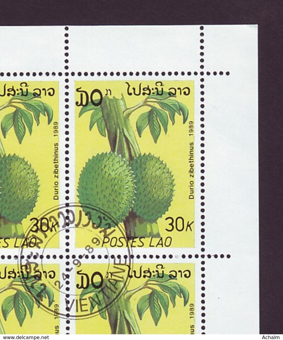 Laos 1989 / Sheet Of Stamps 40 X MiNr. 1172 Used / Fruits - Durio Zibethinus - Laos
