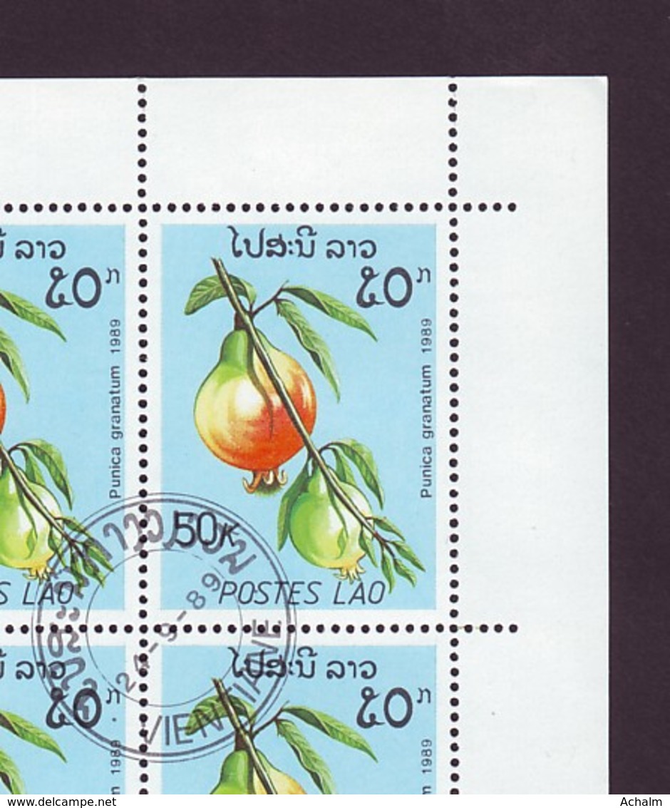 Laos 1989 / Sheet Of Stamps 40 X MiNr. 1173 Used / Fruits - Punica Granatum - Laos