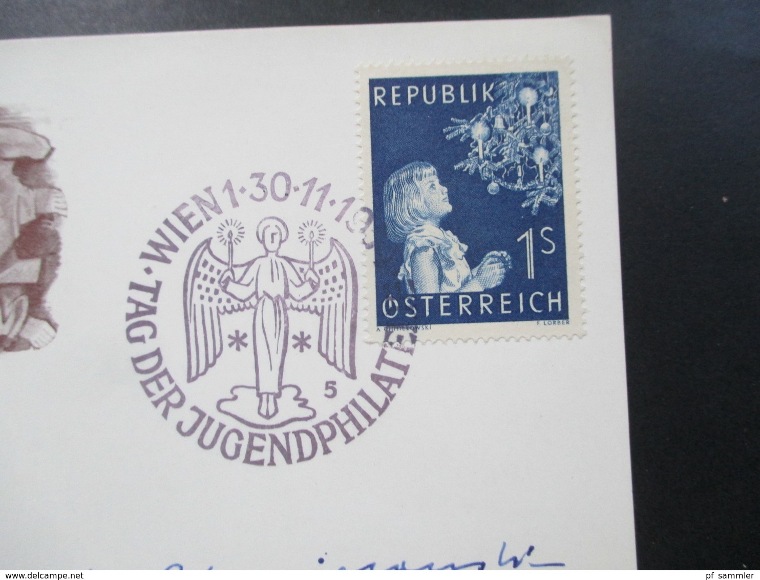 Österreich 1954 Sonderkarte Mit Autogramm Des Entwerfers Chmielowski SST Tag Der Jugendphilatelie Michel Nr. 1009 - Briefe U. Dokumente
