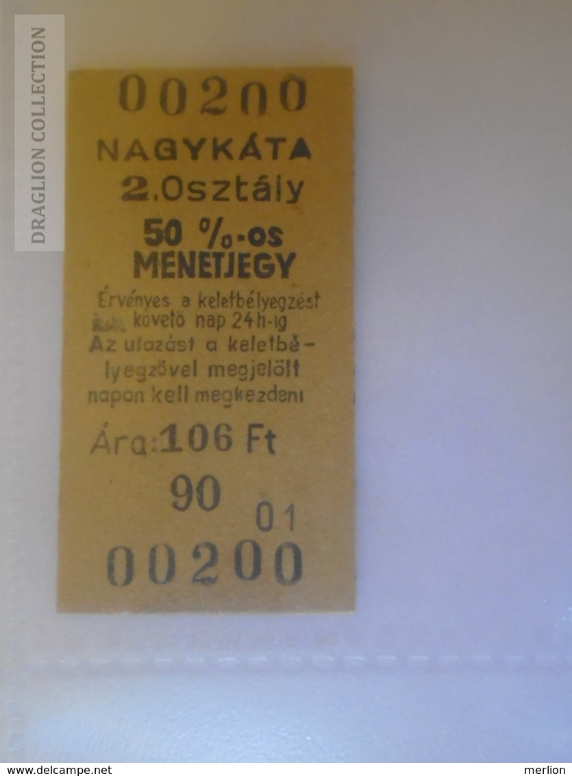 E0282 Railway -Train - Edmondson Ticket -  Hungary  MÁV  MINTA -SPECIMEN - Muster -Station Gare -NAGYKÁTA - Europe