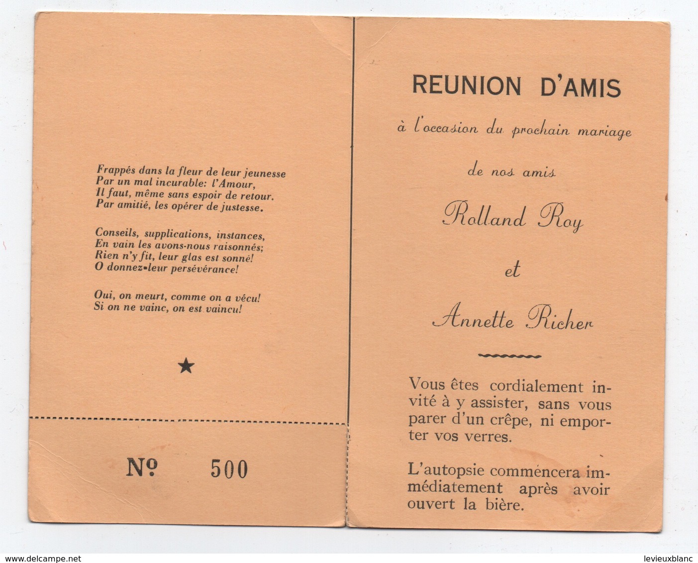 Carte Humoristique 2 Volets/Réunion D'Amis à L'occasion Du Mariage/Rolland ROY- Annette RICHER/CANADA/ 1959   FPM44 - Boda