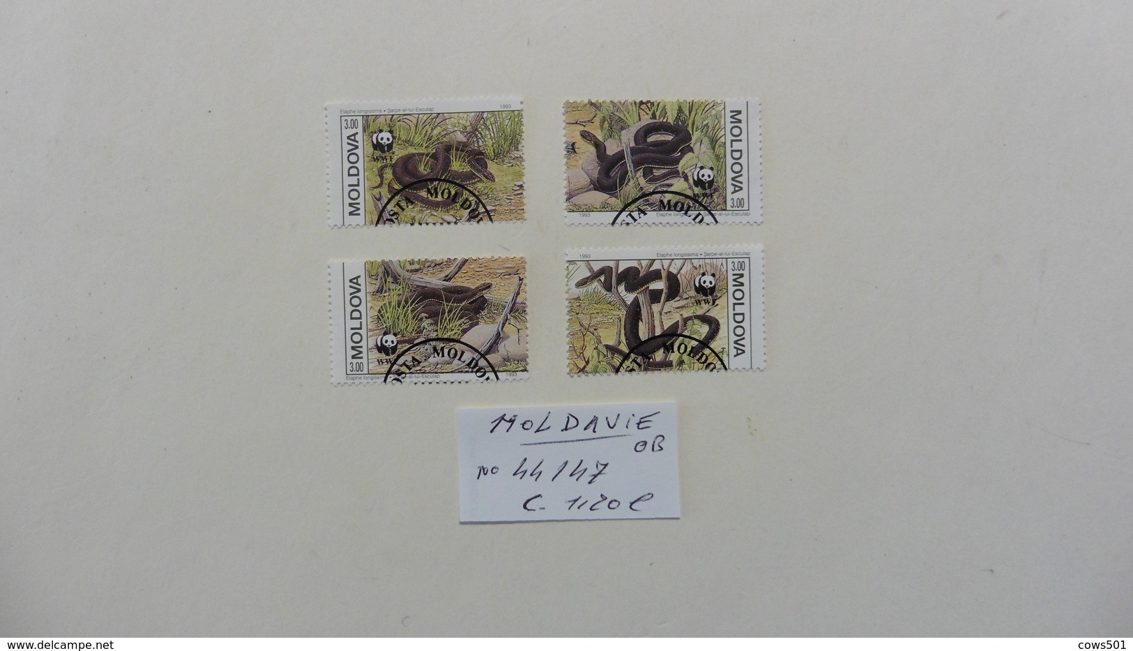 Europe > Moldavie :4 Timbres Oblitérés :Reptiles - Moldavie