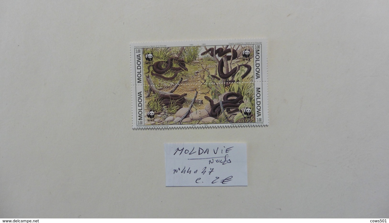 Europe > Moldavie Bloc De :4 Timbres Neufs  :Reptiles - Moldavie