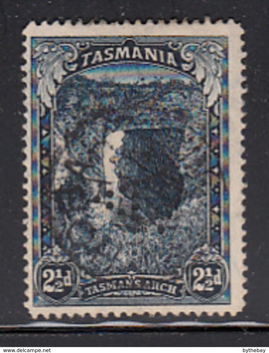 Tasmania 1899-1900 Used Sc 89 2 1/2p Tasman's Arch Re-entry At Top Perfin A Sideways - Oblitérés