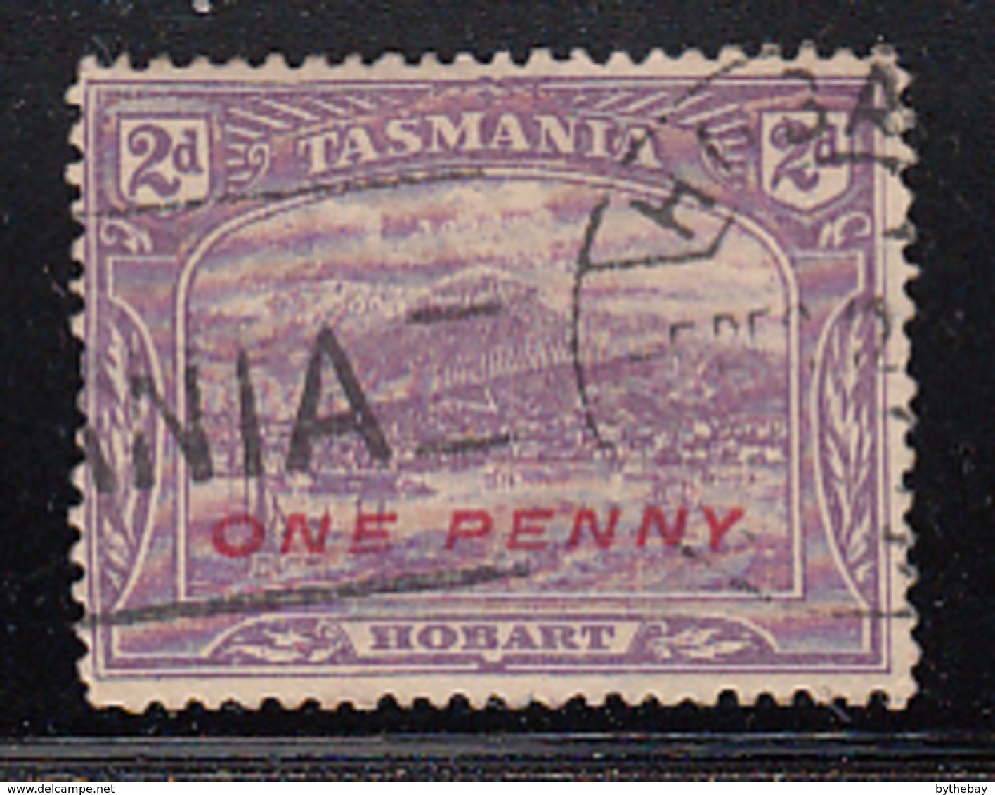 Tasmania 1905-1908 Used Sc 117 1p On 2p Hobart Variety Top Left Corner Skewed - Oblitérés