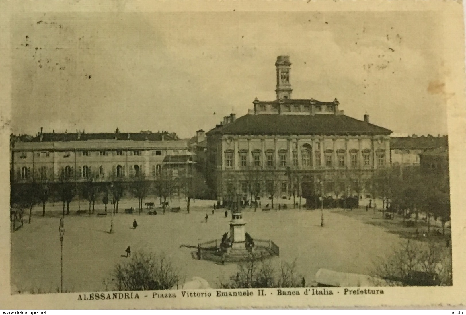 ALESSANDRIA PIAZZA VITTORIO EMANUELE II BANCA D'ITALIA PREFETTURA  VG AUTENTICA 100% - Alessandria