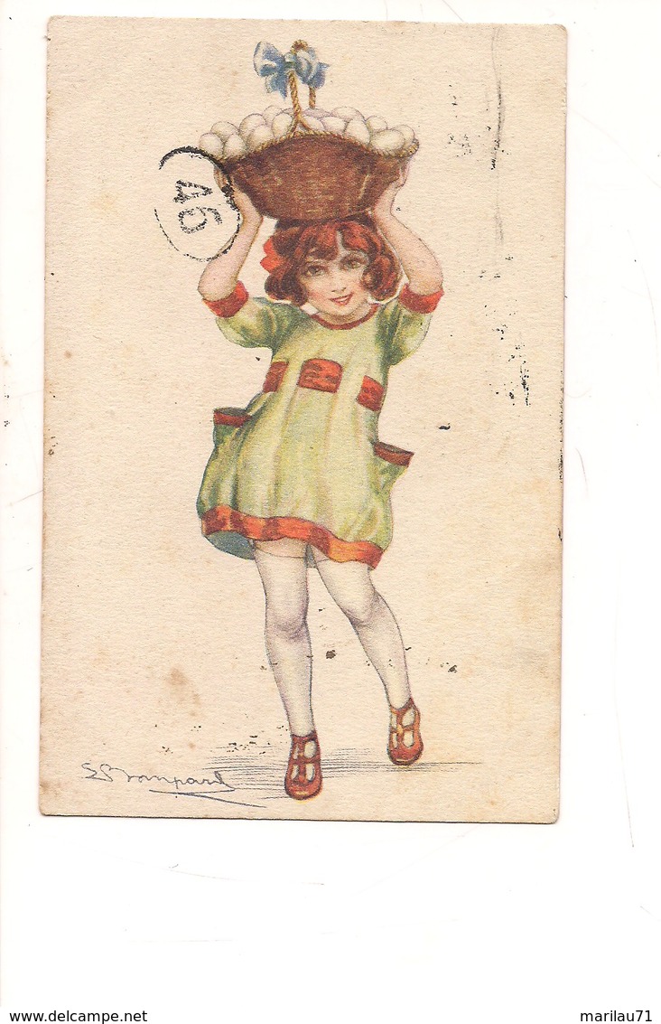 P62 ILLUSTRATORI BOMPARD Bimba Cesta Uova 418-4 1920 VIAGGIATA - Bompard, S.