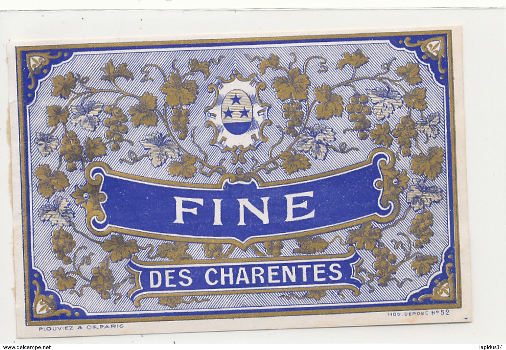 AN 467 / ETIQUETTE     FINE  DES CHARENTES - Other & Unclassified