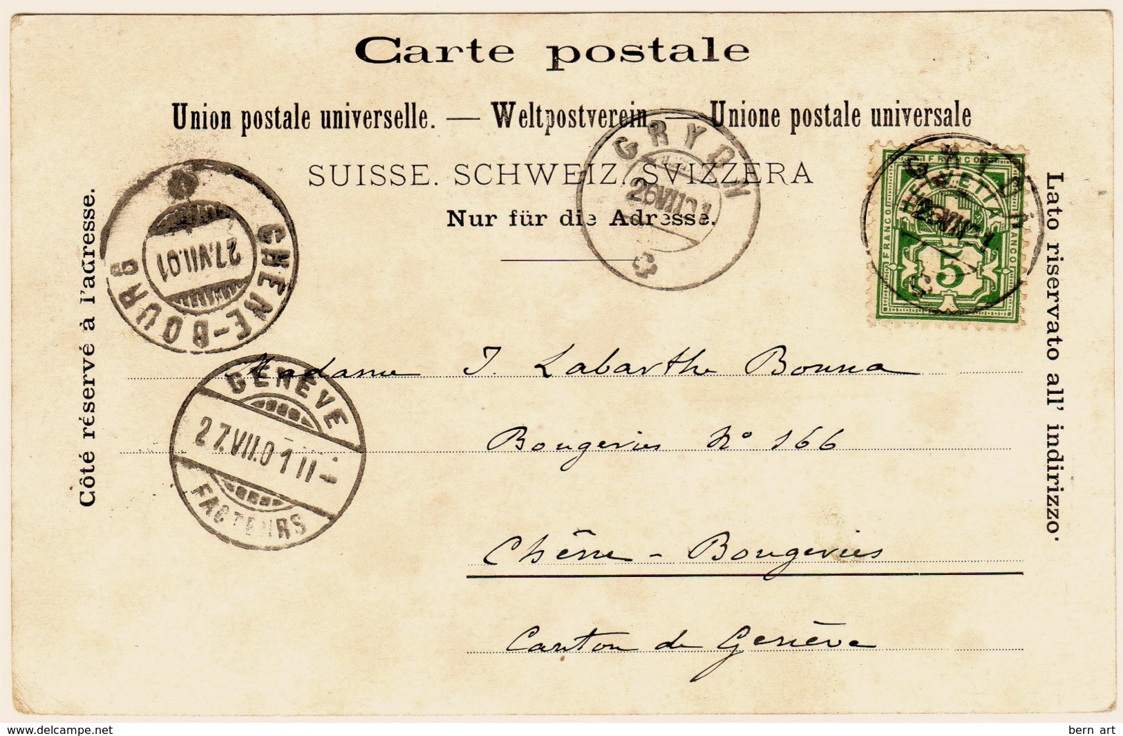 CPA Précurseur Vaud Suisse "Aux Pars Près GRYON" 1901. -Edit: A. Martin Photo Bex Opar Vevey - Bex